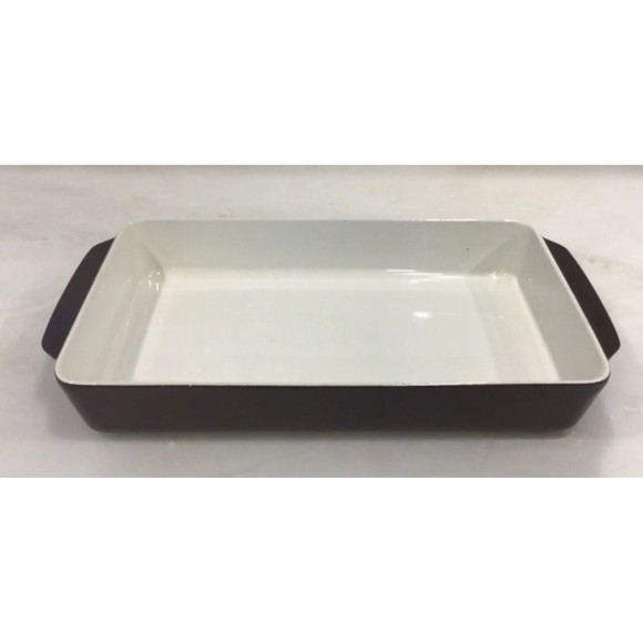 Copco MCM Denmark Michael Lax 14x8.5 Casserole Enamel Cast iron Walnut Lasagna 9